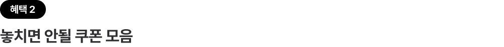 혜택 2에 대한 타이틀로 '혜택 2. 놓치면 안될 쿠폰 모음' 텍스트가 배치되어 있습니다.